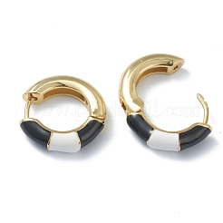 ツートンブラスエナメルハギーフープピアス  リング  ゴールドカラー  ミックスカラー  18x4mm  ピン：1mm&nbsp;EJEW-L234-066G