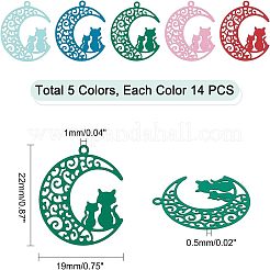 70 шт. 5-х цветные подвески в виде котят из нержавеющей стали 430 STAS-UN0027-01