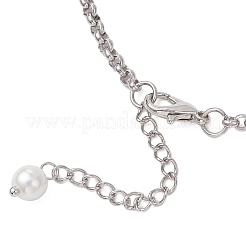 Collane con catena rolo in acciaio inossidabile 304 con perline di vetro rotonde&nbsp;NJEW-JN05359-02