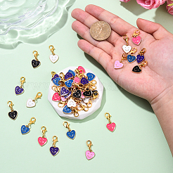 48 шт. подвеска в виде сердца из двухцветного сплава с эмалью и рисунком улыбающегося лица&nbsp;HJEW-YW00178