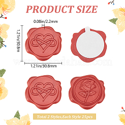 50 шт. 2 стиля самоклеящиеся восковые наклейки в виде розы и сердца&nbsp;DIY-CP0010-23B