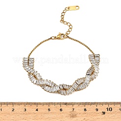 Armbänder aus 304er Edelstahl mit Pavé-Fassung aus klaren Zirkonia und gedrehter Kette für Damen&nbsp;SA-CBAABBA-02G
