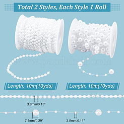 2 рулон 2-х видов пластиковых бусин с жемчугом DIY-GA0003-33