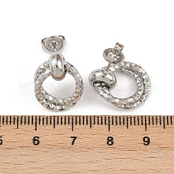304ステンレススチールのテクスチャリングスタッドピアス  手動研磨  ステンレス鋼色  17.5x14mm&nbsp;EJEW-P324-03P