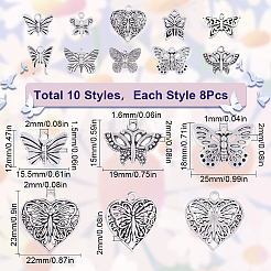 80 шт. 10 стиля подвески из сплава в тибетском стиле&nbsp;TIBEP-SC0002-54