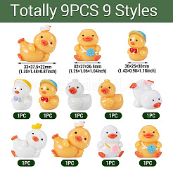 9 stücke 9 arten cartoon nette harz 3d ente figuren&nbsp;DJEW-TA0001-39