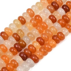 天然の金色のシルク翡翠ビーズ連売り  滑らかなロンデル  8x4.5~5mm  穴：1mm  約76~78個/連  15.08''~15.16''（38.3~38.5センチメートル）&nbsp;GG-CBAD029-B01-5x8mm