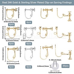 24 шт. 6 стиля фурнитуры для сережек-клипс из латуни KK-BBC0019-62