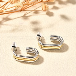 Двухцветные серьги-гвоздики из нержавеющей стали 304&nbsp;EJEW-F355-05GP-04