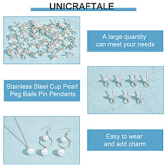 50 Stück 304 Edelstahl Cup Pearl Peg Bails Pin Anhänger&nbsp;STAS-UN0004-55