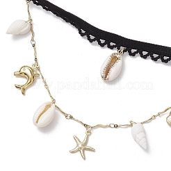 Цепочки на бедра и ноги из нержавеющей стали 304 с кисточками в виде морских звезд AJEW-AN00654