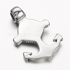 304ステンレススチール製ビッグペンダント  頭蓋骨とアンカー  アンティークシルバー  47.5x30x10mm  穴：6mm&nbsp;STAS-D166-02AS