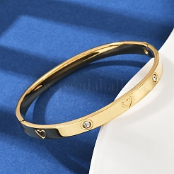 201 Edelstahl mit Strass Armreifen für Damen&nbsp;X-BJEW-B138-04G