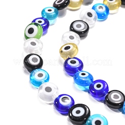 Handmade bösen Blick lampwork flache runde Perle Stränge&nbsp;X-LAMP-L058-8mm-M