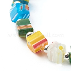 Bracelet extensible de perles de lampwork millefiori faites à la main pour cadeau de femme adolescente&nbsp;BJEW-JB06847-04