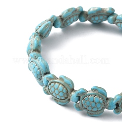 Bracciale elastico da donna con perline di tartaruga turchese sintetica&nbsp;BJEW-WH0018-16D