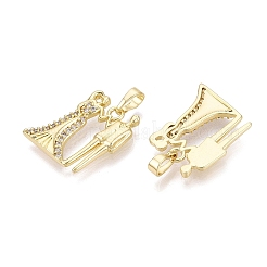 Pendenti in ottone con micro pavé di zirconi trasparenti per San Valentino&nbsp;KK-Q072-09G