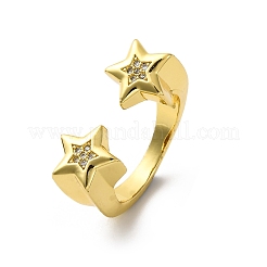 Регулируемые манжеты-кольца из латуни с микропаве из кубического циркония для женщин RJEW-U053-02G