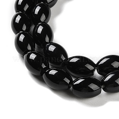 天然ブラックオニキスアゲートビーズ連売り  染め＆加熱  オーバル  12.5~13.5x10mm  穴：1.4mm  約30個/連  15.59''（39.6センチメートル）&nbsp;G-NH0019-C05-09