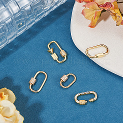 5 Stück 5 Stile Messing Micro Pave klare Zirkonia Schraubkarabiner Verschluss Charms&nbsp;KK-TA0008-19