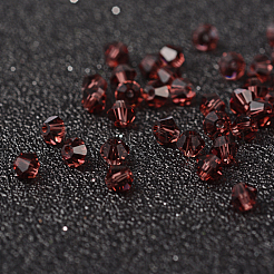 模造クリスタルガラスビーズ  トランスペアレント  多面カット  双円錐形  暗い蘭  4x3.5mm  穴：1mm 約720個/袋&nbsp;G22QS092