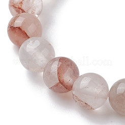 Эластичные браслеты из натурального железистого кварца с круглыми бусинами BJEW-JB10089-02