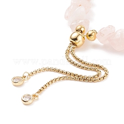 Chip di quarzo rosa naturale e braccialetto di scorrimento con perline di perle&nbsp;BJEW-JB08334-02