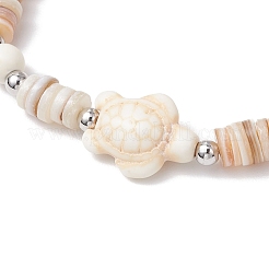 Браслеты из натуральной пресноводной ракушки с синтетическими бирюзовыми бусинами для мужчин и женщин&nbsp;BJEW-JB11744-01