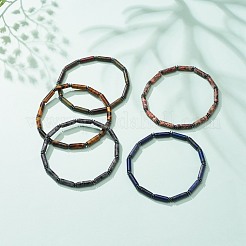 Колонна из натуральных драгоценных камней и эластичный браслет из синтетического гематита BJEW-JB08458