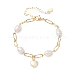 Браслеты с подвесками в виде латунных сердечек и цепочками из скрепок.&nbsp;BJEW-JB13479