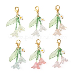 Подвески из стеклянных бус и прозрачных акриловых бусин.&nbsp;HJEW-MZ00406