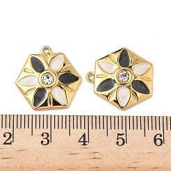 Подвески-цветы из нержавеющей стали 304 с эмалью и стразами&nbsp;STAS-U057-04G-01A