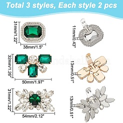 6 шт. 3 стиля украшения для обуви из сплава и стекла со стразами FIND-AR0005-06