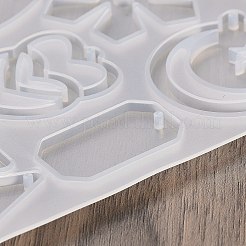 幾何学的なイヤリングペンダント DIY シリコン型  レジン型  UVレジン用  エポキシ樹脂工芸品作り  透明  120x110x4mm  内径：31~42.5x17.5~35mm  穴：2mm&nbsp;DIY-Q033-01C