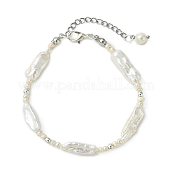 Armbänder aus natürlichen Keshi-Süßwasserperlen und nichtmagnetischen synthetischen Hämatitperlen für Damen&nbsp;BJEW-JB14107
