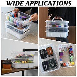 3層プラスチックハンドル付きオーガナイザーボックス  長方形  ホワイト  26.7x17.5x18.5cm&nbsp;CON-WH0095-212A
