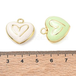 真鍮チャーム  エナメル  ハートチャーム  14KGP本金メッキ  ミックスカラー  21.5x20.5x8mm  穴：3mm&nbsp;KK-CBAFF5B-08G