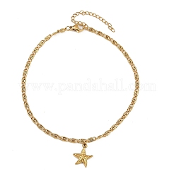 Летние пляжные браслеты на ногу из нержавеющей стали 304 с подвесками в виде морской звезды AJEW-F068-01G