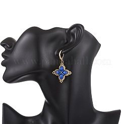 Серьги с застежкой-молнией из клеверного стекла и синтетической императорской яшмы&nbsp;EJEW-MZ00658-02