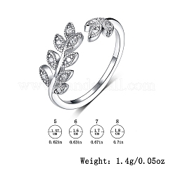 Кольца-манжеты из стерлингового серебра с микропаве из прозрачных кубических цирконий в форме листа OV8225-3