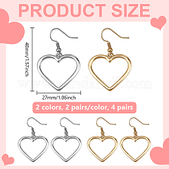 4 пара двухцветных сережек-подвесок из железного сплава&nbsp;EJEW-HY0001-37