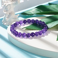 Natürliches Malaysien-Jade (gefärbtes) rundes Stretch-Perlenarmband&nbsp;BJEW-JB07635