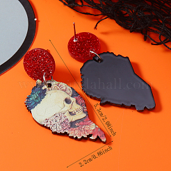 Акриловые серьги-гвоздики с принтом черепа на Хэллоуин&nbsp;ZR0634-5