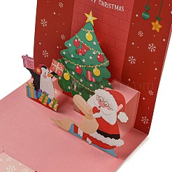 Quadratische 3D-Weihnachtsbaum-Popup-Grußkarte aus Papier&nbsp;AJEW-P124-B02