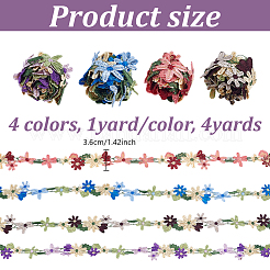 4 ярд двухцветной полиэстеровой вышитой кружевной отделки OCOR-NB0002-35