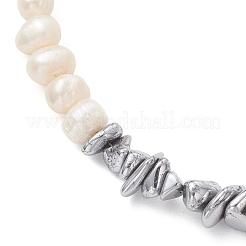 Ожерелье из синтетической немагнитной гематитовой крошки с натуральным жемчугом из картофеля&nbsp;NJEW-JN05894-01