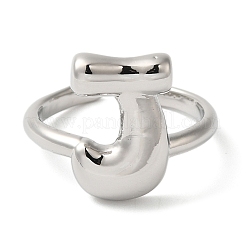 Латунное открытое кольцо-манжета для женщин с инициалами&nbsp;RJEW-N046-02J-P