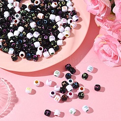 200 шт. непрозрачных белых акриловых европейских бусин&nbsp;MACR-YW0004-46