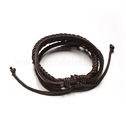 調整可能レザーコード多連ブレスレット  PUレザーコード付き  ココナッツブラウン  53mm  16x5mm&nbsp;X-BJEW-M169-06