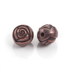CCBプラスチックビーズ  花の丸  赤銅鉱  15x15x14mm  穴：2.5mm&nbsp;CCB-P005-077R